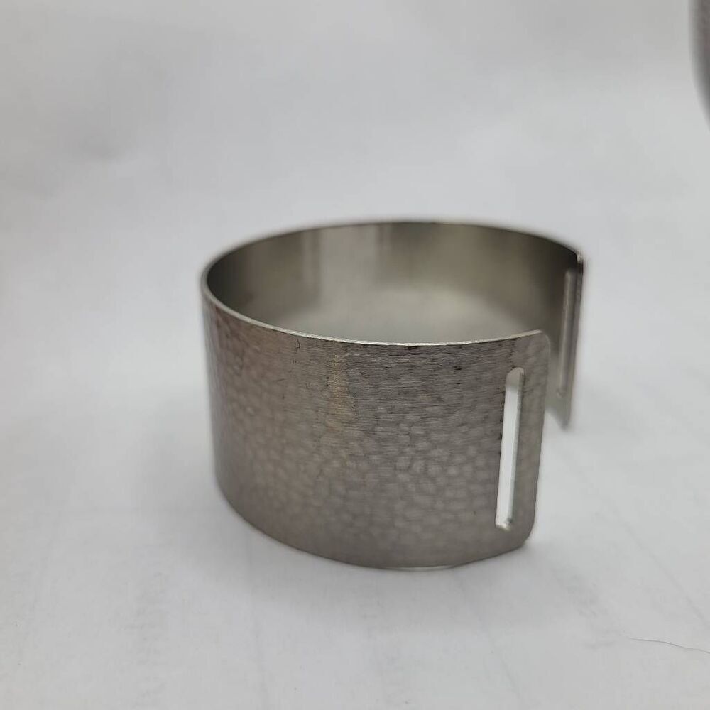 Vintage Hammered Silver Metal Alloy Cuff Bracelet